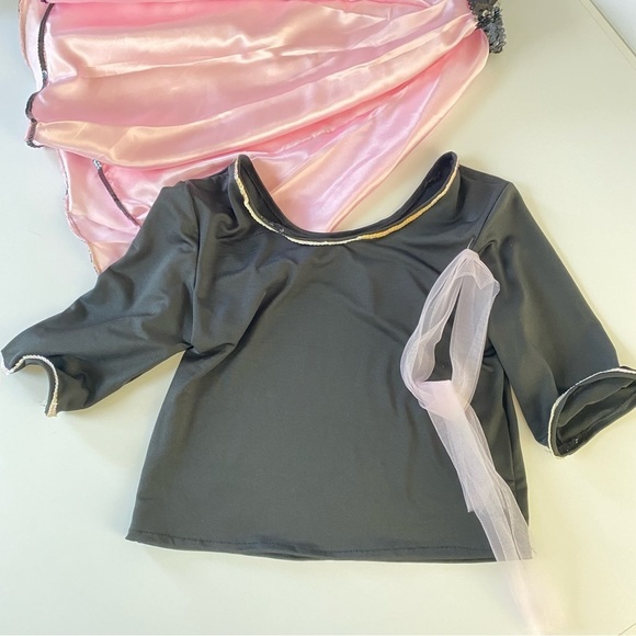 New! 50s POODLE SKIRT Kids Costume Black Embellished Top & Pink Skirt L 12-14 - Picture 3 of 11